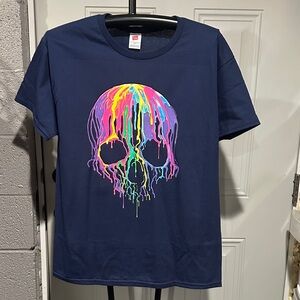 Hanes Navy Blue Skull Graphic Tee